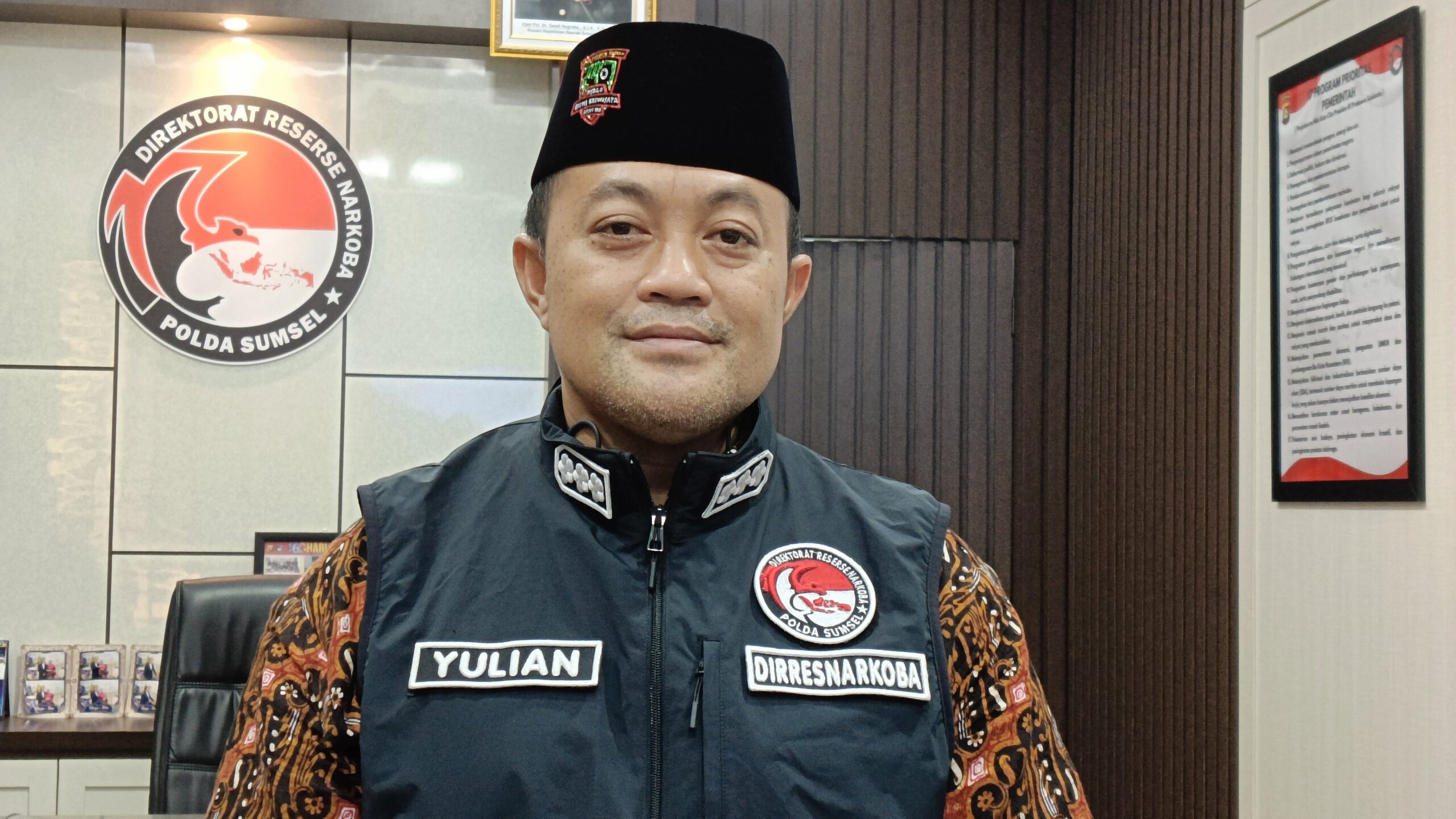 Direktur Reserse Narkoba Polda Sumsel, Kombes Pol Yulian Perdana SIK. Fhoto: Suherman