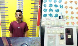 Pelaku berinisial RS (27), warga Desa Lumpatan, Muba dan barang bukti narkoba. Fhoto: Istimewa
