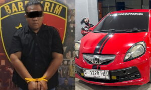 Kanan, Pelaku M.A.P yang merupakan mantan kekasih Korban. Kiri, barang bukti mobil yang diamankan polisi. Fhoto: Istimewa