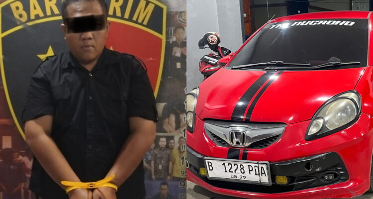 Kanan, Pelaku M.A.P yang merupakan mantan kekasih Korban. Kiri, barang bukti mobil yang diamankan polisi. Fhoto: Istimewa