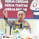 Kapolda Sumsel, Irjen Pol Sandi Nugroho saat memberikan instruksi tegas untuk memberantas narkoba sampai ke akar-akarnya, Senin (11/5/26). Fhoto : Istimewa