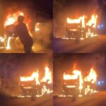 Detik-detik Bus PO Palala Terbakar di Bayung Lencir, 38 Penumpang Lolos dari Maut, Sabtu (30/5/26). Fhoto: Suherman