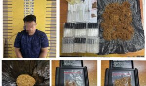 Tersangka bernama Chadellora (25), warga asal OKU Timur, dan barang bukti Spray Narkoba Sinte. Fhoto: Istimewa