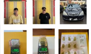 2 pelaku dan barang bukti narkoba yang berhasil disita Ditresnarkoba Polda Sumsel