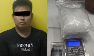 Pelaku AP (28) dan Barang Bukti Narkoba jenis sabu-sabu senilai Rp 100 juta. Fhoto: Istimewa
