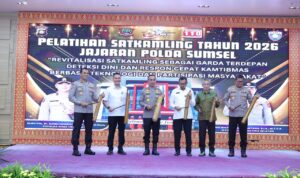 Kapolda Sumsel Irjen Pol Sandi Nugroho dan PJU serta tokoh masyarakat, saat membuka pelatihan Satkamling tahun 2026. Fhoto : Istimewa