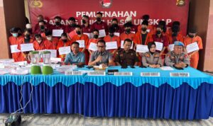 Konferensi pers yang dipimpin oleh Wadir Narkoba Polda Sumsel, AKBP God Parlasro Sinaga, SH SIK, MH, Rabu (10/6/26). Fhoto: Istimewa