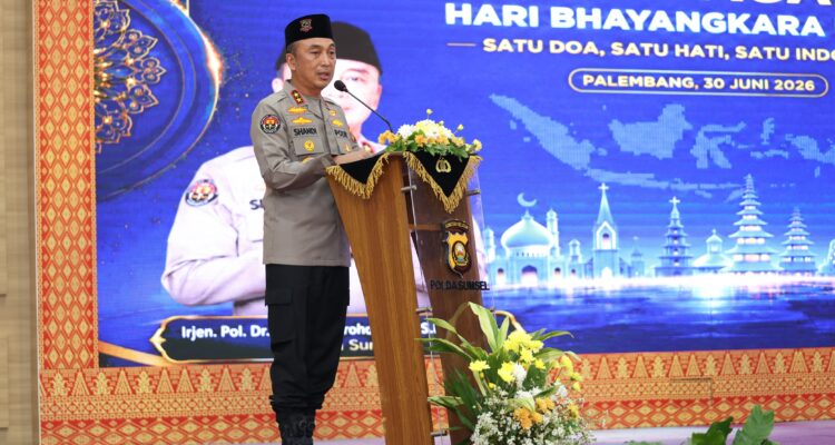 Kapolda Sumsel, Irjen Pol Sandi Nugroho, saat memberikan sambutan dalam acara Doa Lintas Agama, Selasa (30/6/26). Fhoto: Istimewa