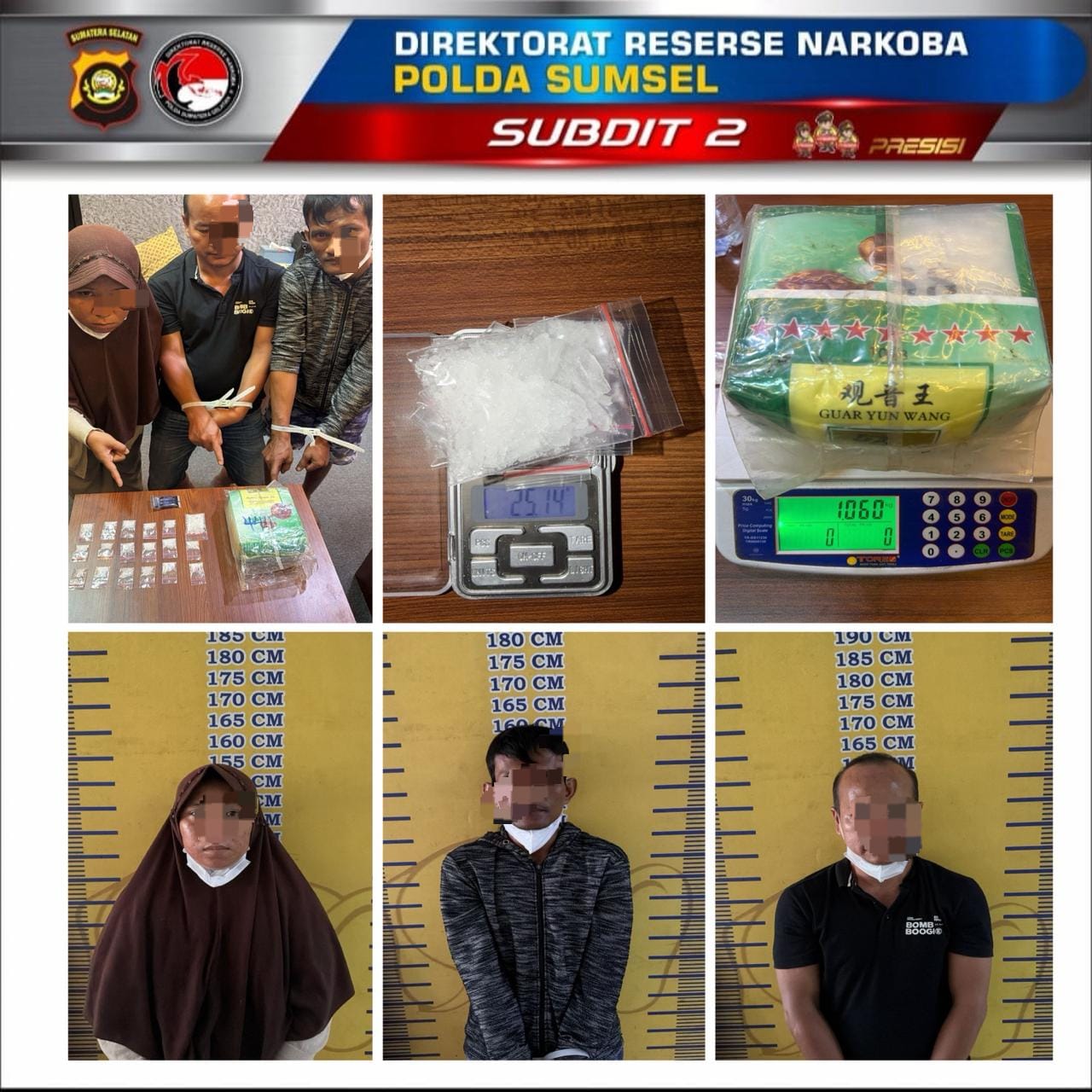 Pengedar dan kurir narkoba dari jaringan TG yang berada di Sumsel.